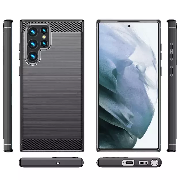 Carbon Case for Samsung Galaxy S23 Ultra flexible silicone carbon cover black 9