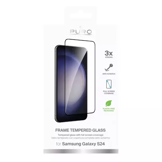Puro Frame Tempered Glass with Black Frame for Samsung Galaxy S25 / S24 1