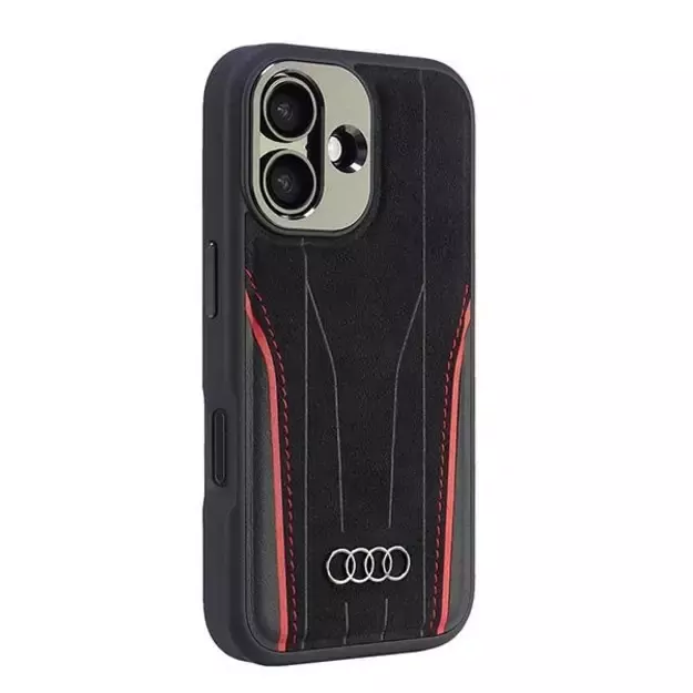 Audi Genuine Leather MagSafe iPhone 16 6.1&quot  black-red hardcase AU-TPUPCMIP16-R8/D3-RD 7