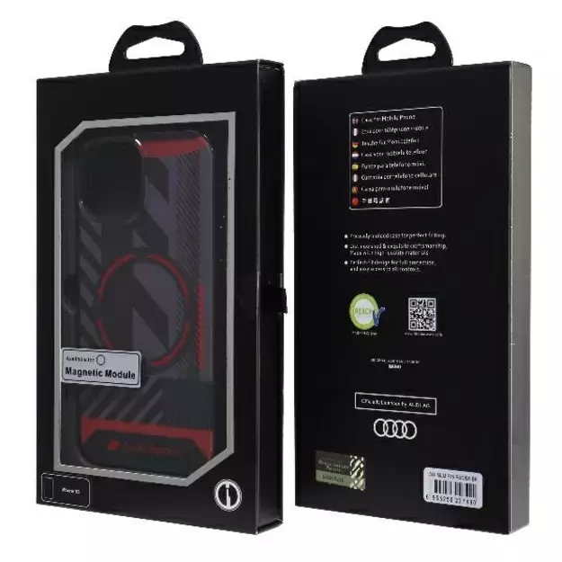 Audi IML Sport MagSafe Case iPhone 15 / 14 / 13 6.1&quot  black/black hardcase AU-IMLMIP15-RSQ/D2-BK 12