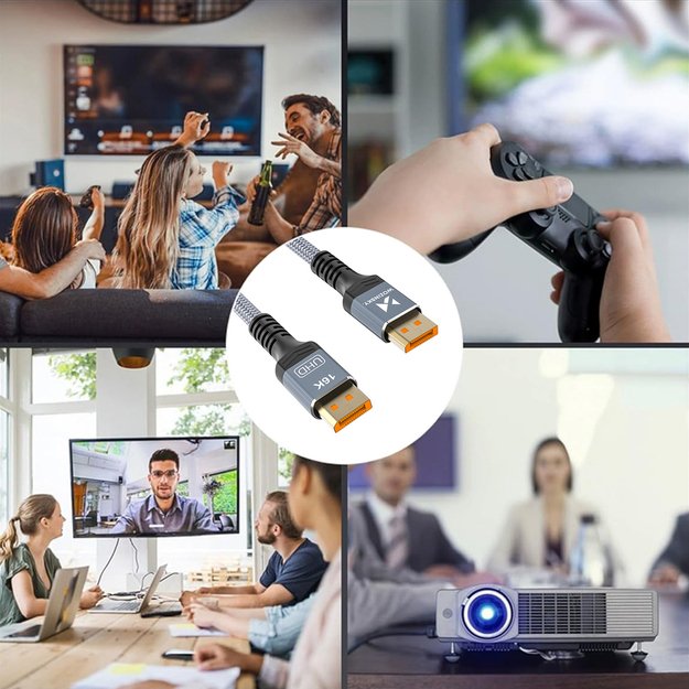 Wozinsky WPS-16AYL3S DisplayPort 2.1 Cable VESA Certified 80 Gb/s 16K@60Hz 8K@120Hz 4K@240Hz HDR HDCP DSC 3m - Black 10