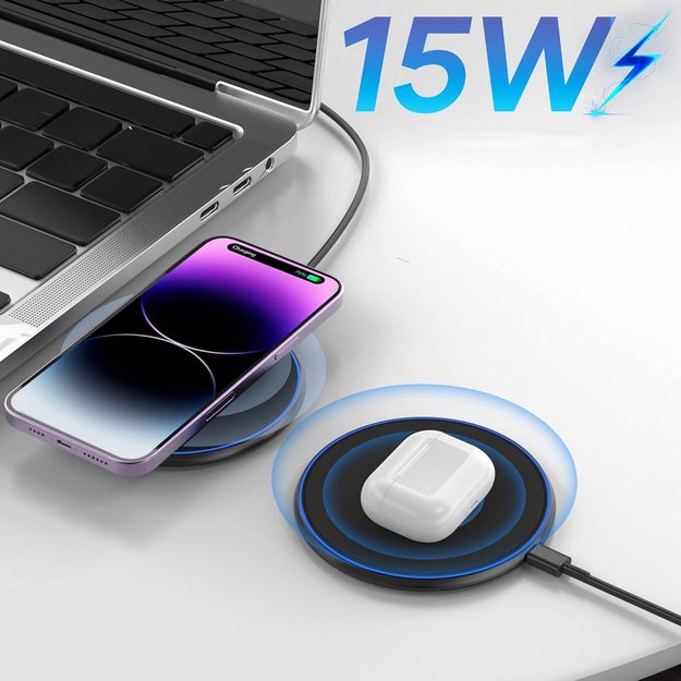 Wozinsky WLI-01Y 15W Qi Inductive Charger with USB-C Cable - Black 10