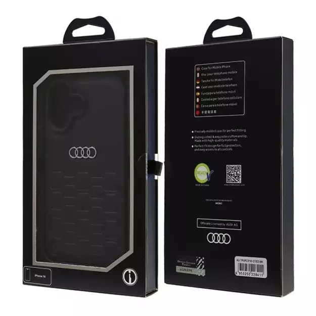 Audi Synthetic Leather iPhone 16 6.1&quot  black/black hardcase AU-TPUPCIP16-GT/D2-BK 6