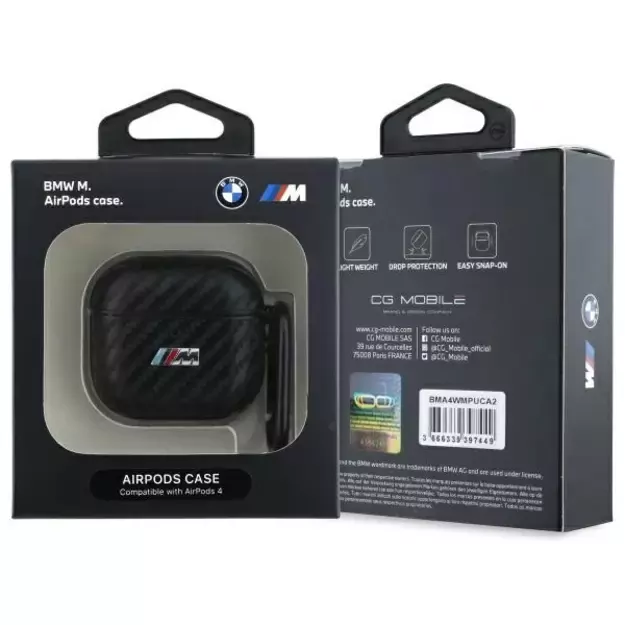BMW BMA4CMPUCA AirPods 4 cover black/black PU Carbon M Collection 2