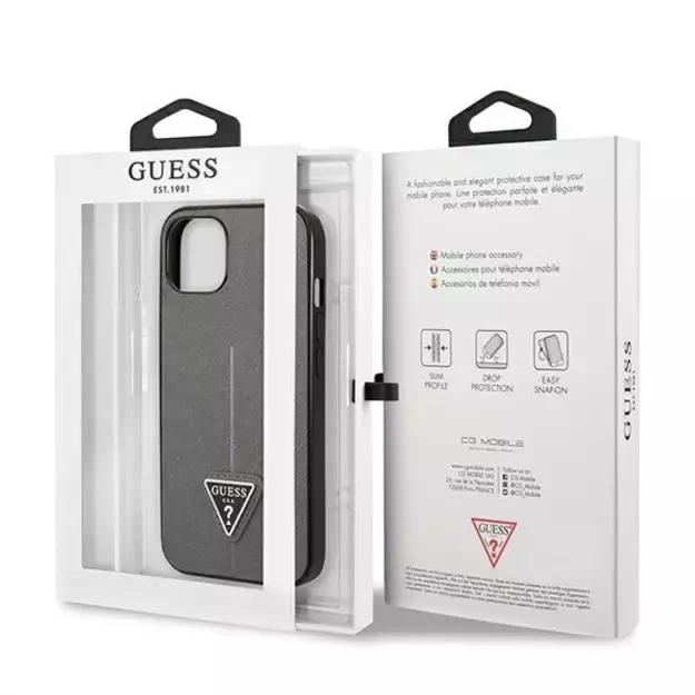 Guess SaffianoTriangle Logo case for iPhone 13 / 14 / 15 6.1&quot  - silver 14