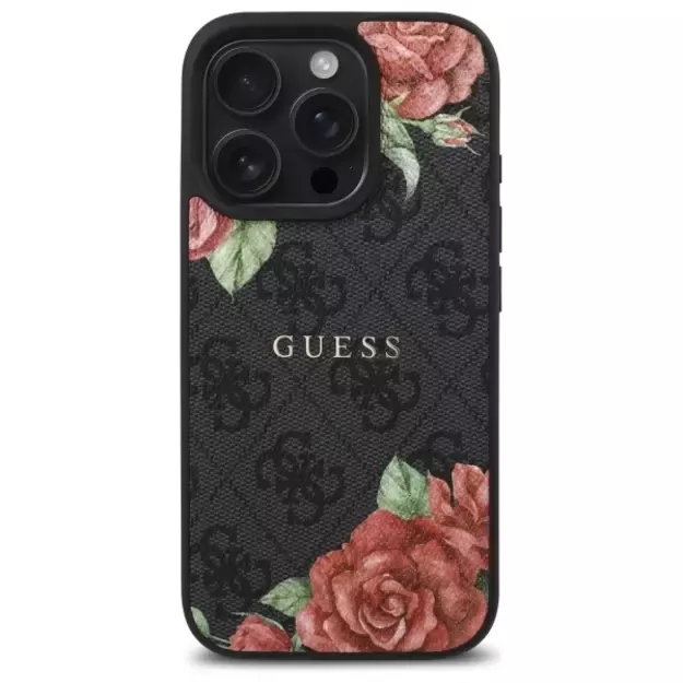 Guess GUHMP16LP4ROPEMCK iPhone 16 Pro 6.3&quot  black/black hardcase 4G Flowers Print MagSafe 2