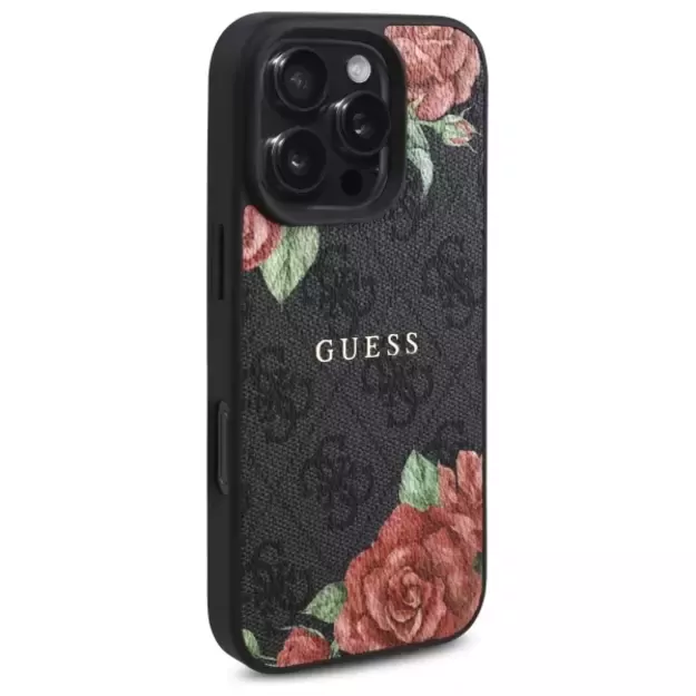 Guess GUHMP16LP4ROPEMCK iPhone 16 Pro 6.3&quot  black/black hardcase 4G Flowers Print MagSafe 3