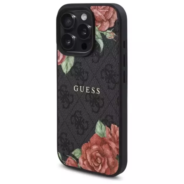 Guess GUHMP16LP4ROPEMCK iPhone 16 Pro 6.3&quot  black/black hardcase 4G Flowers Print MagSafe 1