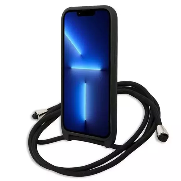 Karl Lagerfeld Leather Monogram Patch and Cord Iconik Case for iPhone 13 Pro / 13 - Black 9