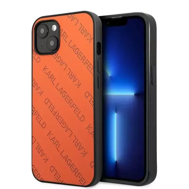 Karl Lagerfeld Perforated Allover Case for iPhone 13 / 14 / 15 6.1&quot  - Orange