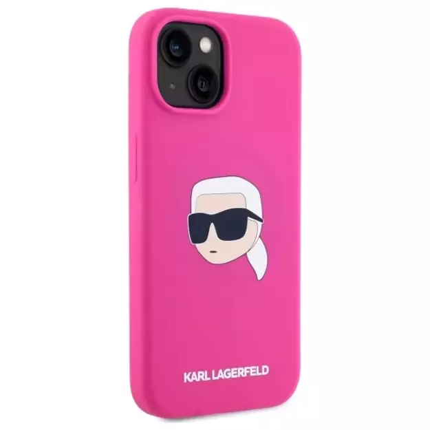 Karl Lagerfeld KLHMP15SSKHPPLF iPhone 15 6.1&quot  fuchsia/fuschia hardcase Silicone Karl Head Print MagSafe 3