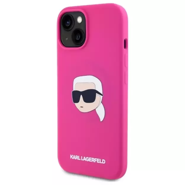 Karl Lagerfeld KLHMP15SSKHPPLF iPhone 15 6.1&quot  fuchsia/fuschia hardcase Silicone Karl Head Print MagSafe 1