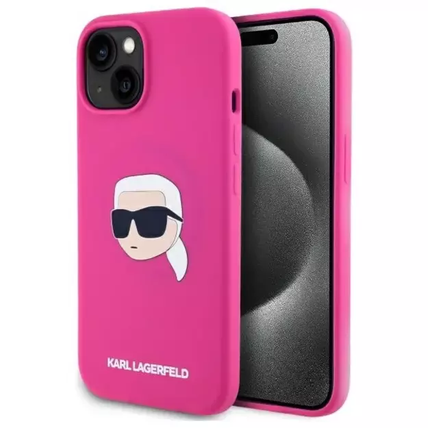 Karl Lagerfeld KLHMP15SSKHPPLF iPhone 15 6.1&quot  fuchsia/fuschia hardcase Silicone Karl Head Print MagSafe