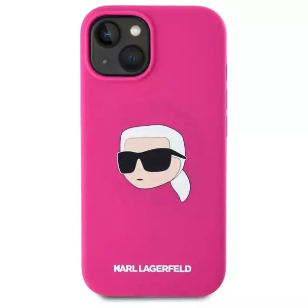 Karl Lagerfeld KLHMP15SSKHPPLF iPhone 15 6.1&quot  fuchsia/fuschia hardcase Silicone Karl Head Print MagSafe 2