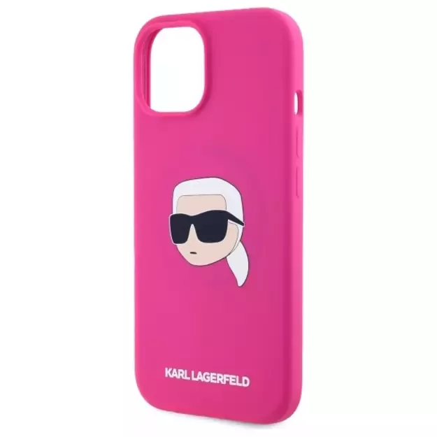Karl Lagerfeld KLHMP15SSKHPPLF iPhone 15 6.1&quot  fuchsia/fuschia hardcase Silicone Karl Head Print MagSafe 5