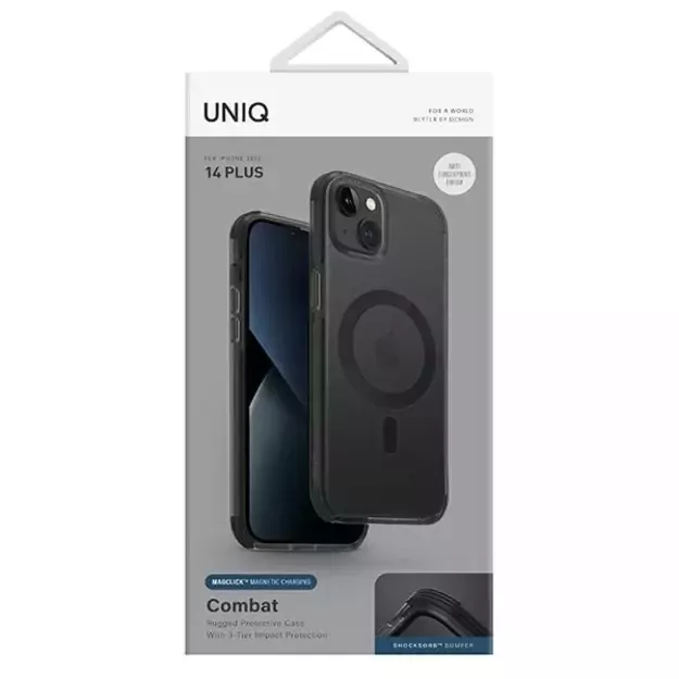Uniq Combat case iPhone 14 Plus / 15 Plus 6.7&quot  Magclick Charging black/concrete charcoal 14