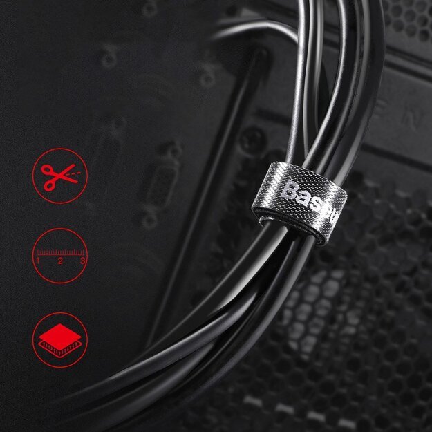 Baseus Rainbow Circle hook and loop Straps - Velcro tape Velcro cable organizer 3m black (ACMGT-F01) 8