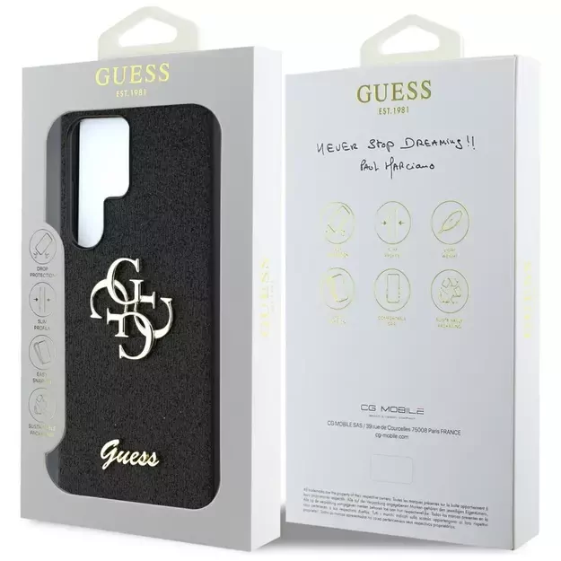 Guess Fixed Glitter Big 4G Metal Logo case for Samsung Galaxy S25 Ultra black 7