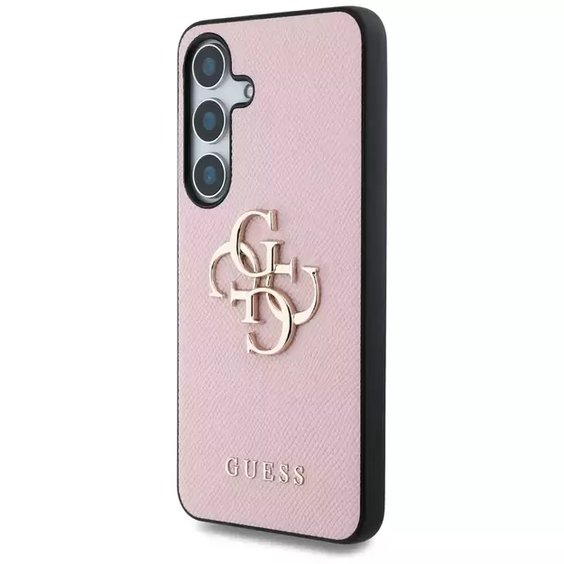 Guess Grained Big 4G Logo Small Classic Logo case for Samsung Galaxy S25 Plus pink 1