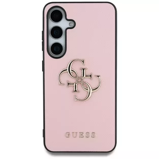 Guess Grained Big 4G Logo Small Classic Logo case for Samsung Galaxy S25 Plus pink 2