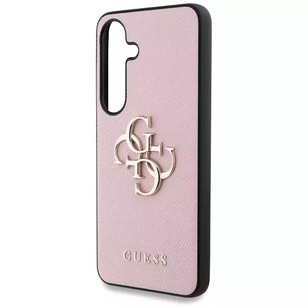 Guess Grained Big 4G Logo Small Classic Logo case for Samsung Galaxy S25 Plus pink 5