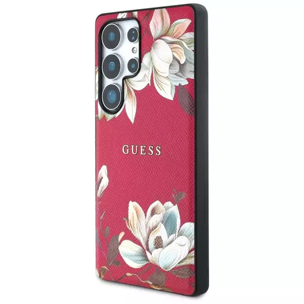 Guess Grained Printed Flower Pattern MagSafe Case for Samsung Galaxy S25 Ultra Fuchsia 8