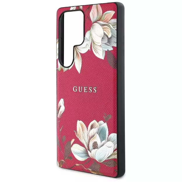 Guess Grained Printed Flower Pattern MagSafe Case for Samsung Galaxy S25 Ultra Fuchsia 12