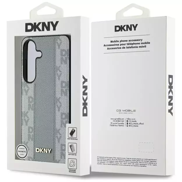 DKNY Leather Checkered Pattern MagSafe case for Samsung Galaxy S25 taupe 7