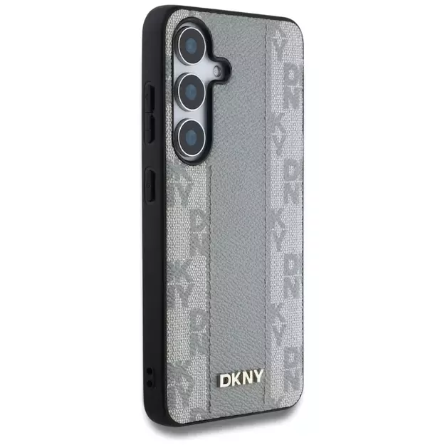 DKNY Leather Checkered Pattern MagSafe case for Samsung Galaxy S25 taupe 3