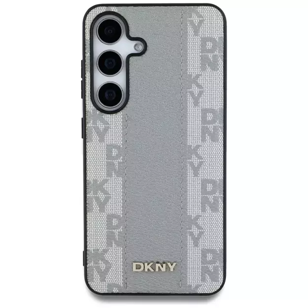 DKNY Leather Checkered Pattern MagSafe case for Samsung Galaxy S25 taupe 2