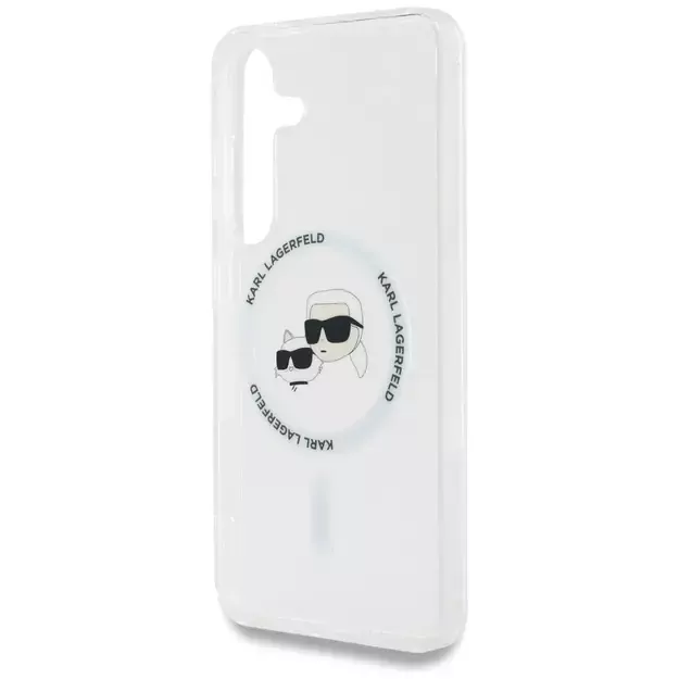 Case Karl Lagerfeld Button Karl &amp  Choupette Heads Printed Logo MagSafe Samsung Galaxy S25 white 5