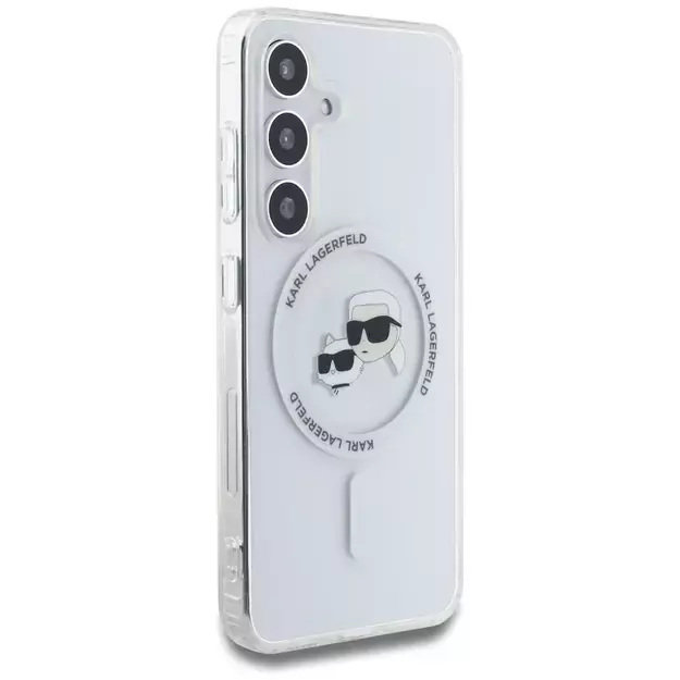 Case Karl Lagerfeld Button Karl &amp  Choupette Heads Printed Logo MagSafe Samsung Galaxy S25 white 3