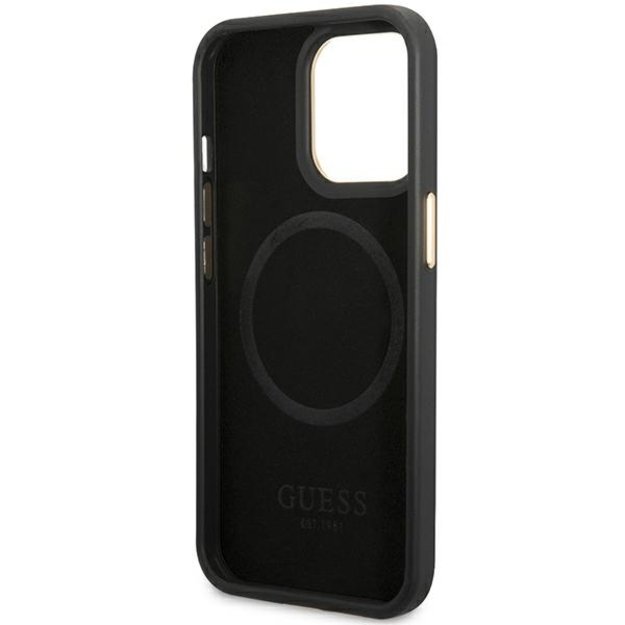 Guess Peony Logo Plate MagSafe Case for iPhone 14 Pro Max 6.7&quot  - Black 6