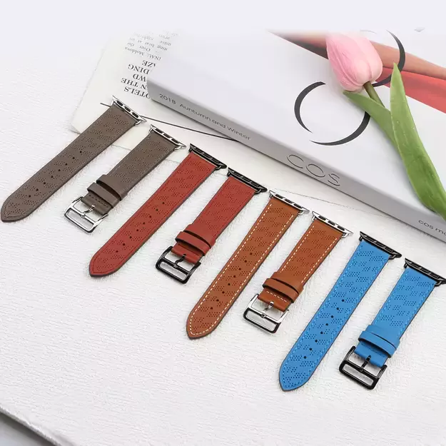 Strap Leather for Apple Watch 38 / 40 / 41 mm band bracelet - red 6