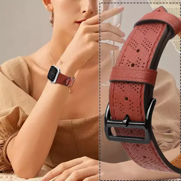 Strap Leather for Apple Watch 38 / 40 / 41 mm band bracelet - red 4