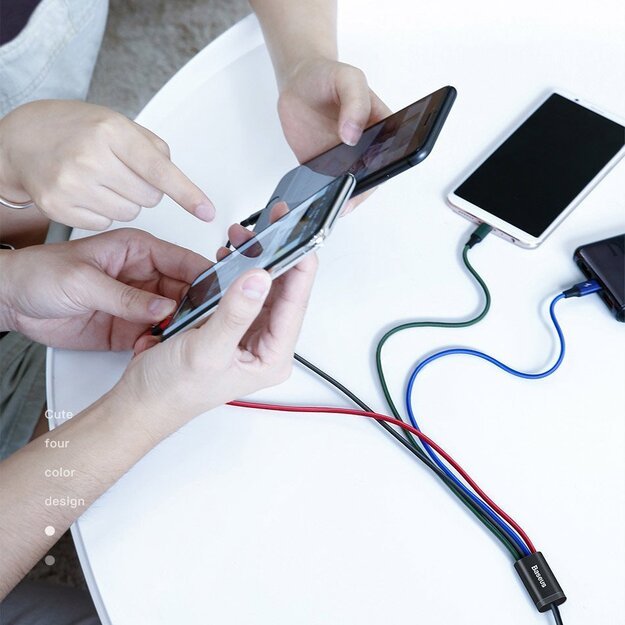 Baseus cable USB cable 4in1 Lightning / 2x USB Type C / micro USB in nylon braid 3.5A 1.2m black (CA1T4-B01) 12