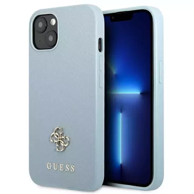 Guess GUHCP13MPS4MB iPhone 13 6.1&quot  blue/blue hardcase Saffiano 4G Small Metal Logo
