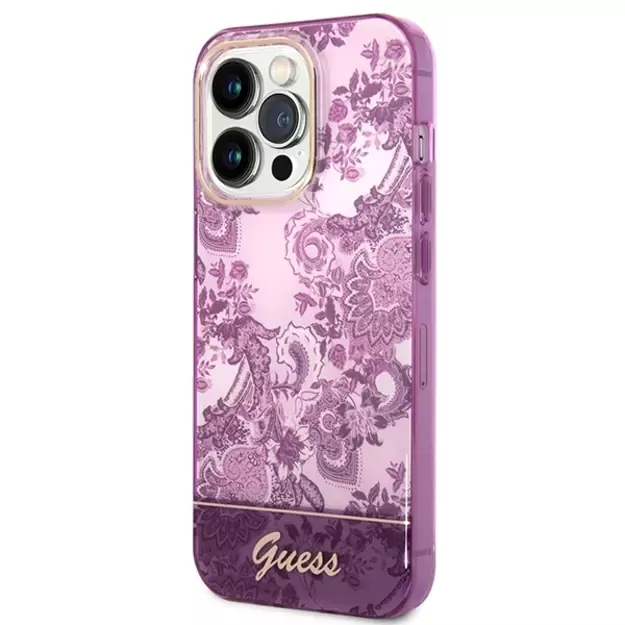 Guess Porcelain Collection case for iPhone 14 Pro Max - fuchsia 1