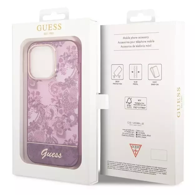 Guess Porcelain Collection case for iPhone 14 Pro Max - fuchsia 7