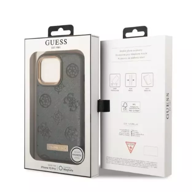 Guess GUHMP13LSAPSTG iPhone 13 Pro / 13 6.1&quot  grey/grey hardcase Peony Logo Plate MagSafe 14