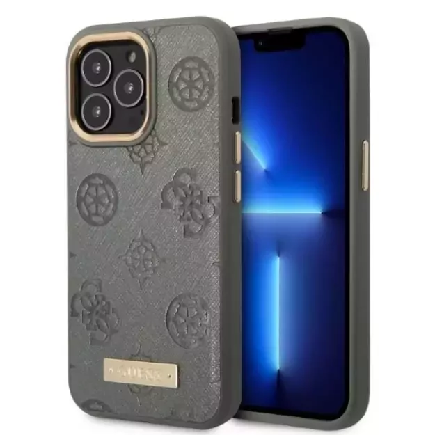 Guess GUHMP13LSAPSTG iPhone 13 Pro / 13 6.1&quot  grey/grey hardcase Peony Logo Plate MagSafe
