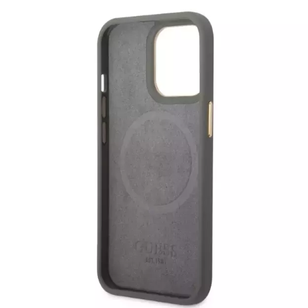 Guess GUHMP13LSAPSTG iPhone 13 Pro / 13 6.1&quot  grey/grey hardcase Peony Logo Plate MagSafe 13