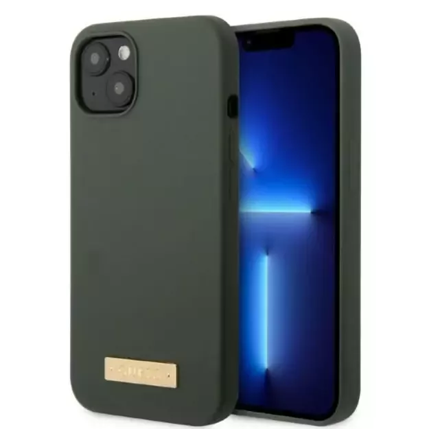 Guess GUHMP13MSBPLA iPhone 13 6.1&quot  green/khaki hard case Silicone Logo Plate MagSafe