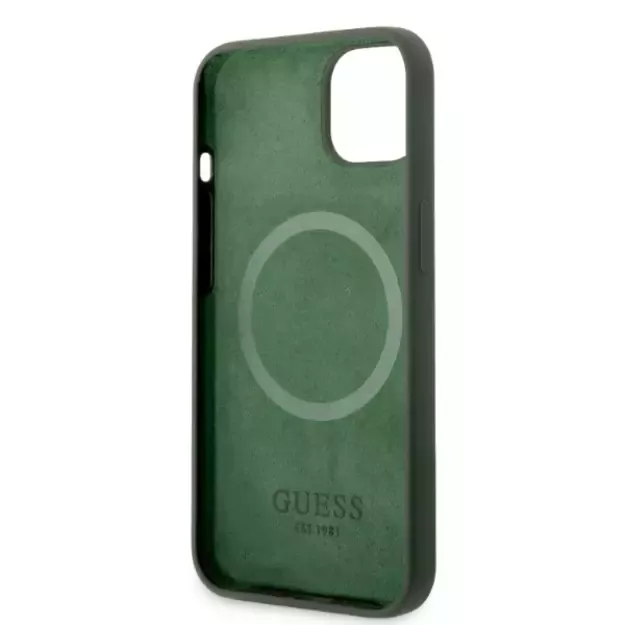 Guess GUHMP13MSBPLA iPhone 13 6.1&quot  green/khaki hard case Silicone Logo Plate MagSafe 13