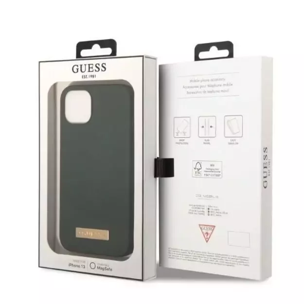 Guess GUHMP13MSBPLA iPhone 13 6.1&quot  green/khaki hard case Silicone Logo Plate MagSafe 14