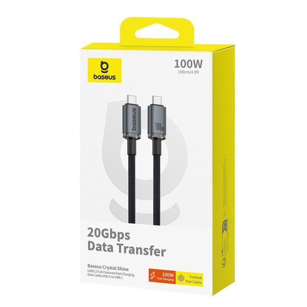 Baseus Crystal Shine CB000089 USB-C / USB-C USB3.2 cable 100W 20Gbps 1.5m - black 6