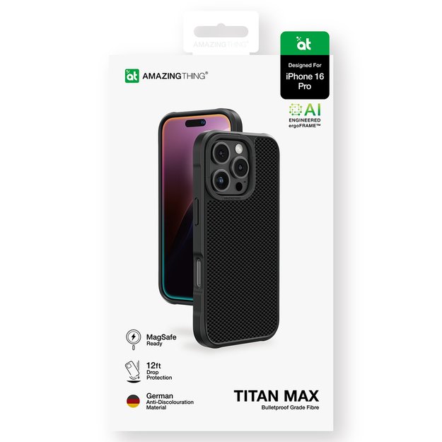 AmazingThing Titan Max Case with 600D Aramid Fibers for iPhone 16 Pro - Black 4