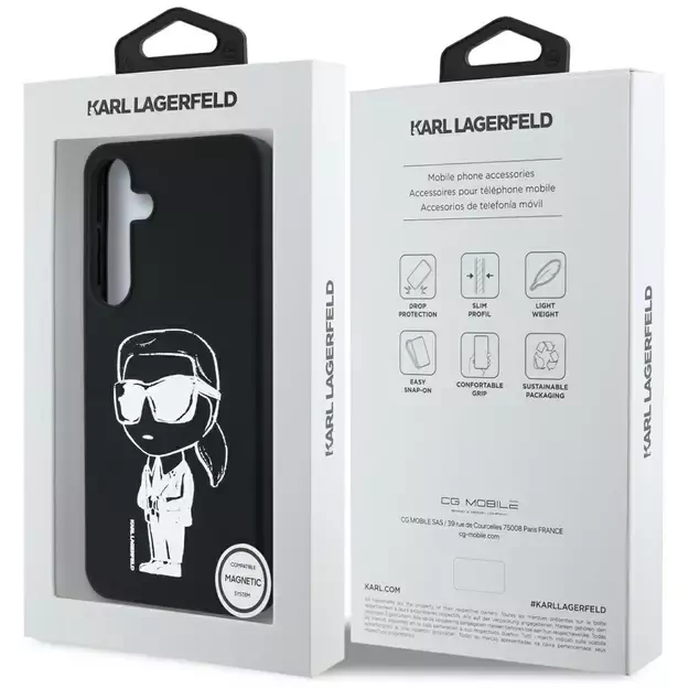 Case Karl Lagerfeld Silicone Graffiti Ikonik Printed Logo MagSafe Samsung Galaxy S25 black 7