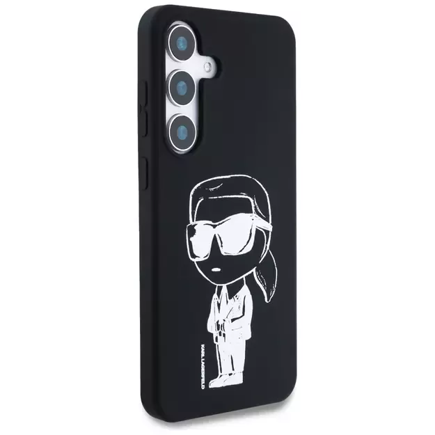 Case Karl Lagerfeld Silicone Graffiti Ikonik Printed Logo MagSafe Samsung Galaxy S25 black 3