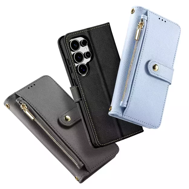 Dux Ducis Lawa Leather Case for Samsung Galaxy S25 Ultra with Detachable Magnetic Wallet - Gray 21